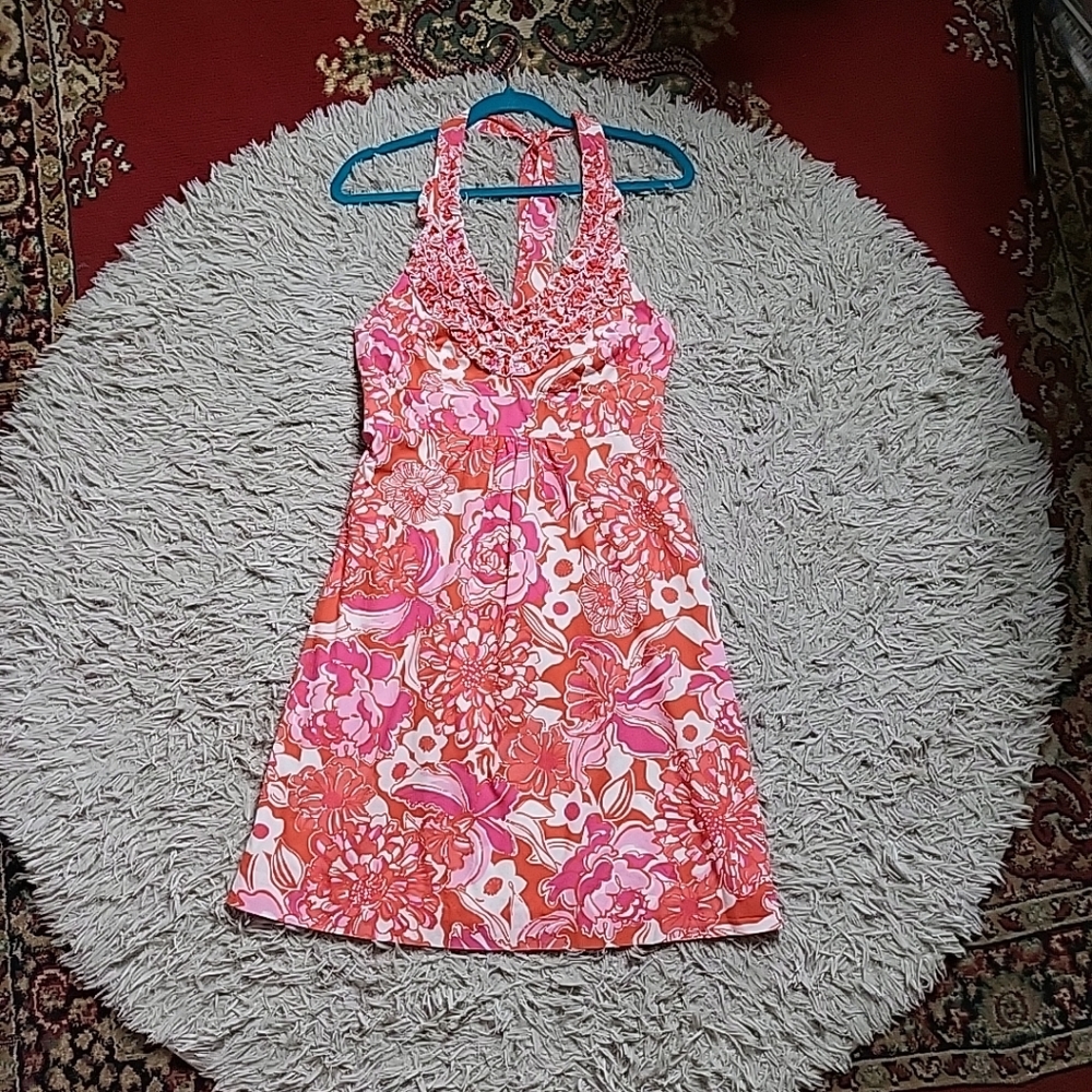 Lilly Pulitzer Dress Lillian Ruffle V-neck Floral Print Size 2 Summer Spring ✨️